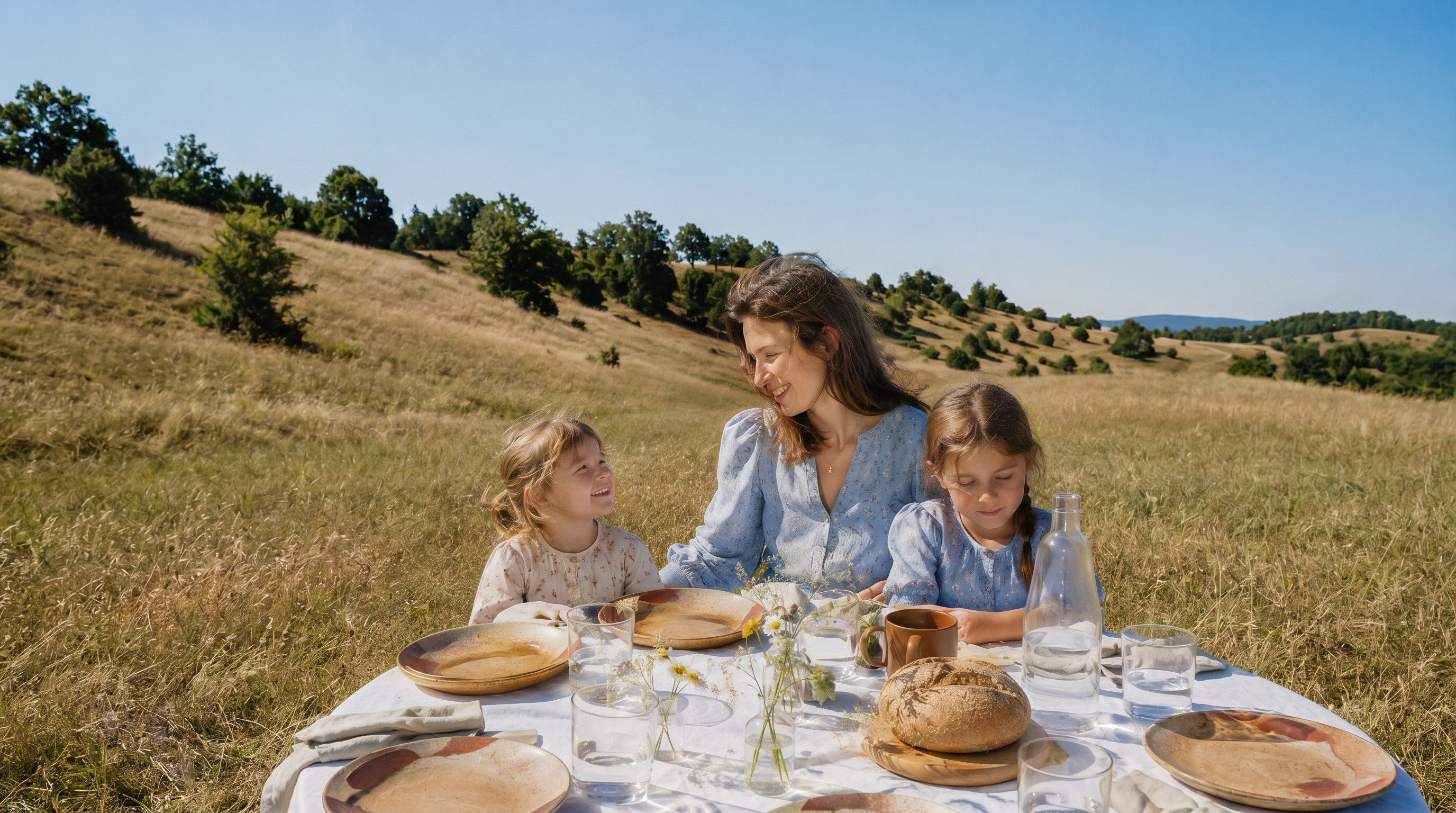 Une table dressée, vaisselle sur mesure pour la famille